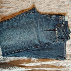 7/8 heavy, bootcut dark wash jeans